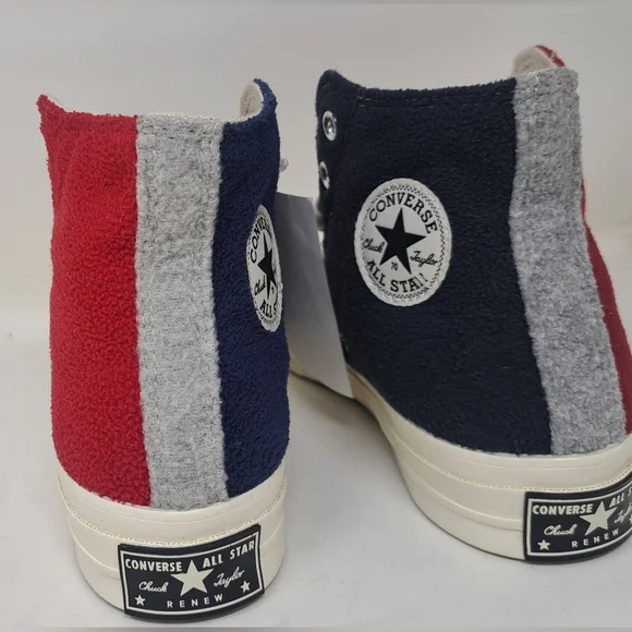 Converse Womens Chuck  70 Hi Top Upcycle Fleece 172267C Red Blue Black Gray 6 US - Picture 9 of 11